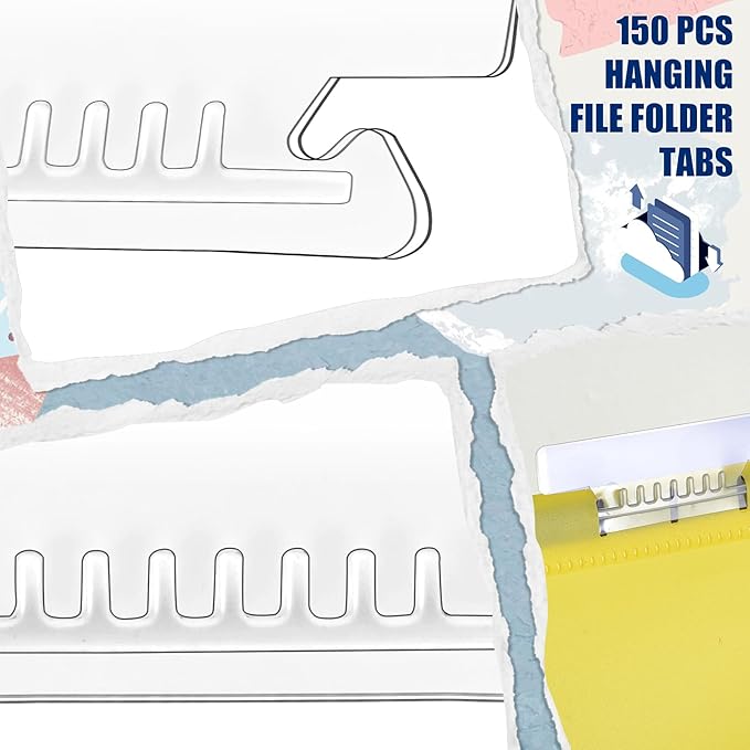 100Pcs 3 1/2 Inch Hanging File Folder Tabs Plastic Tabs - Image 3