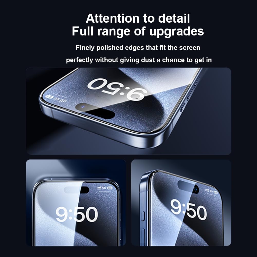 OneFish Screen Protector for Iphone 16, HD Clarity Tempered Glass Film 9H+ Hardness, with Hassle-Free Installation Frame, Dust-Free Bubble-Free Anti-Fingerprint, 2Pack