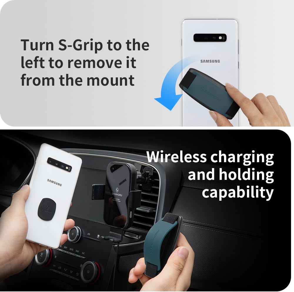 Sinjimoru Detachable Phone Grip Kickstand for Wireless Charging Compatible Phone Finger Holder for iPhone & Smartphones. Sinji Mount S-Grip Blue