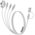 4-in-2 Multi Charging Cable for Apple Watch Charger/Samsung/iPhone Charger,Car/Office/Camping/Travel Essentials,Type C Cable Cord for iWatch Ultra/10-2/iPhone 16-11/Samsung S25-S20,iPad,airPods-White