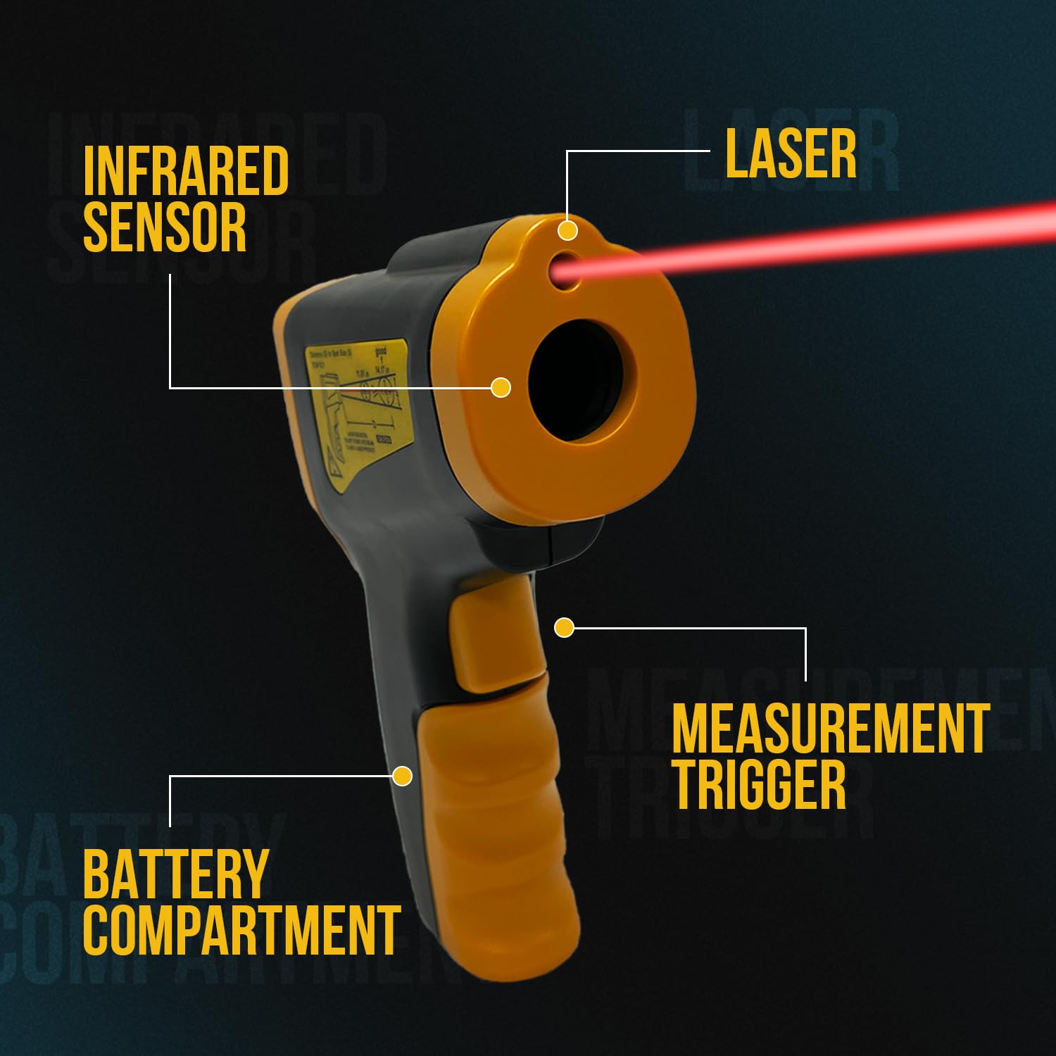 Infrared Thermometer Gun - Digital Food & Surface Temp Gun (-58F to 1022F) for Pizza Oven, Grill, Meat, HVAC, Engine