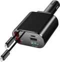 Retractable Car Charger Compatible with iPhone 16, 4 in 1 Fast Charging 60W, Car iPhone Charger with Car Retractable Cable and 2 USB Ports for iPhone 15 14 13 12