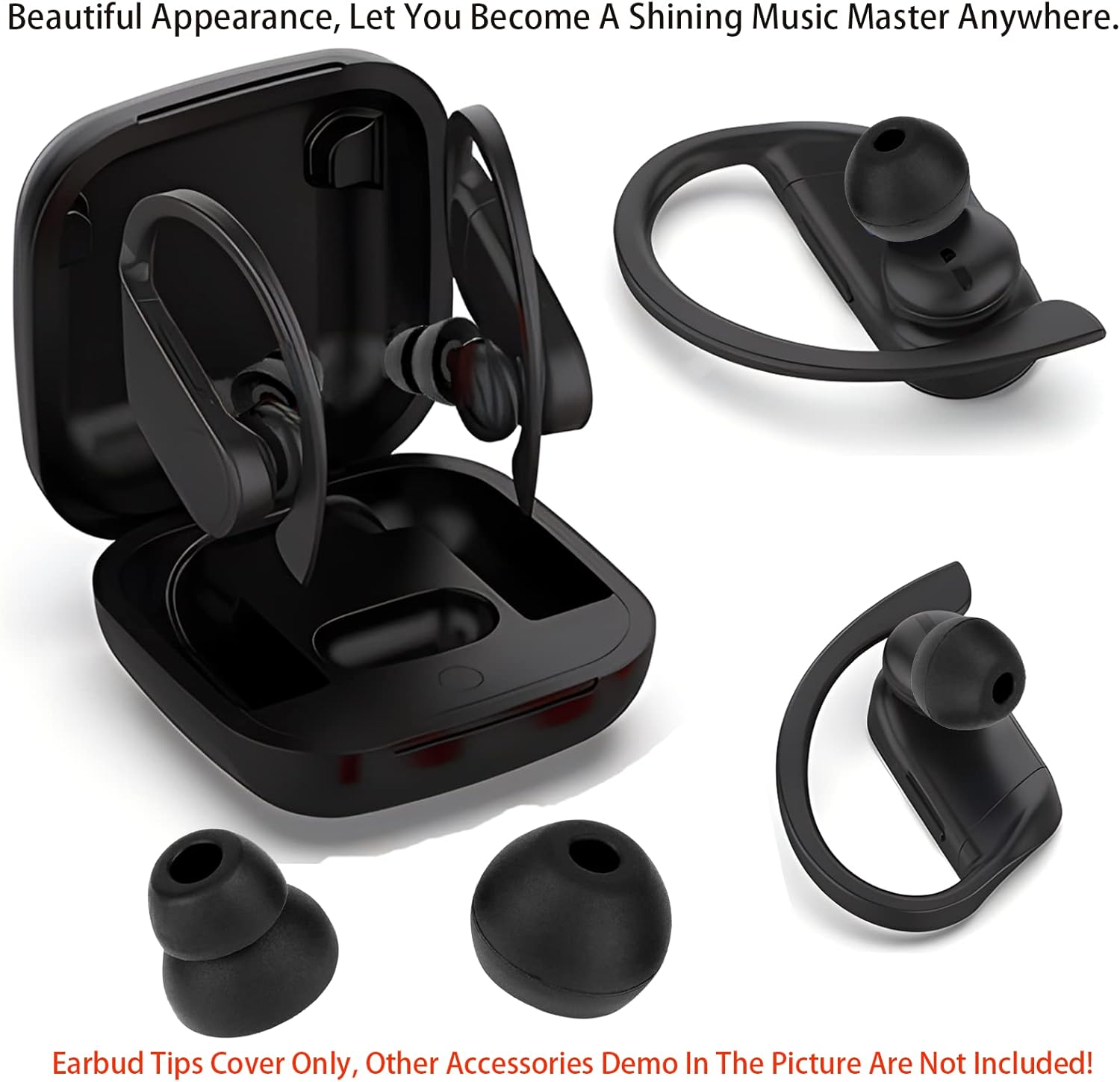 4 Pairs Earbud Tips Fit for Powerbeats Pro Ear Tips Beats Earbuds Replacement Tips Replacement Earbud Tips Earbud Replacement Tips Earbud Caps Headphone Earbud Tips Replacement Ear Pads Black