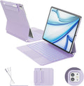 for iPad Air 13 inch Case with Keyboard (M3,2025 / M2,2024), iPad Pro 12.9 (6th/5th/4th/3rd Gen) Magic Keyboard, Springy Backlit Keys, Stain-Resistant Surface, Multi-Touch Trackpad, Purple