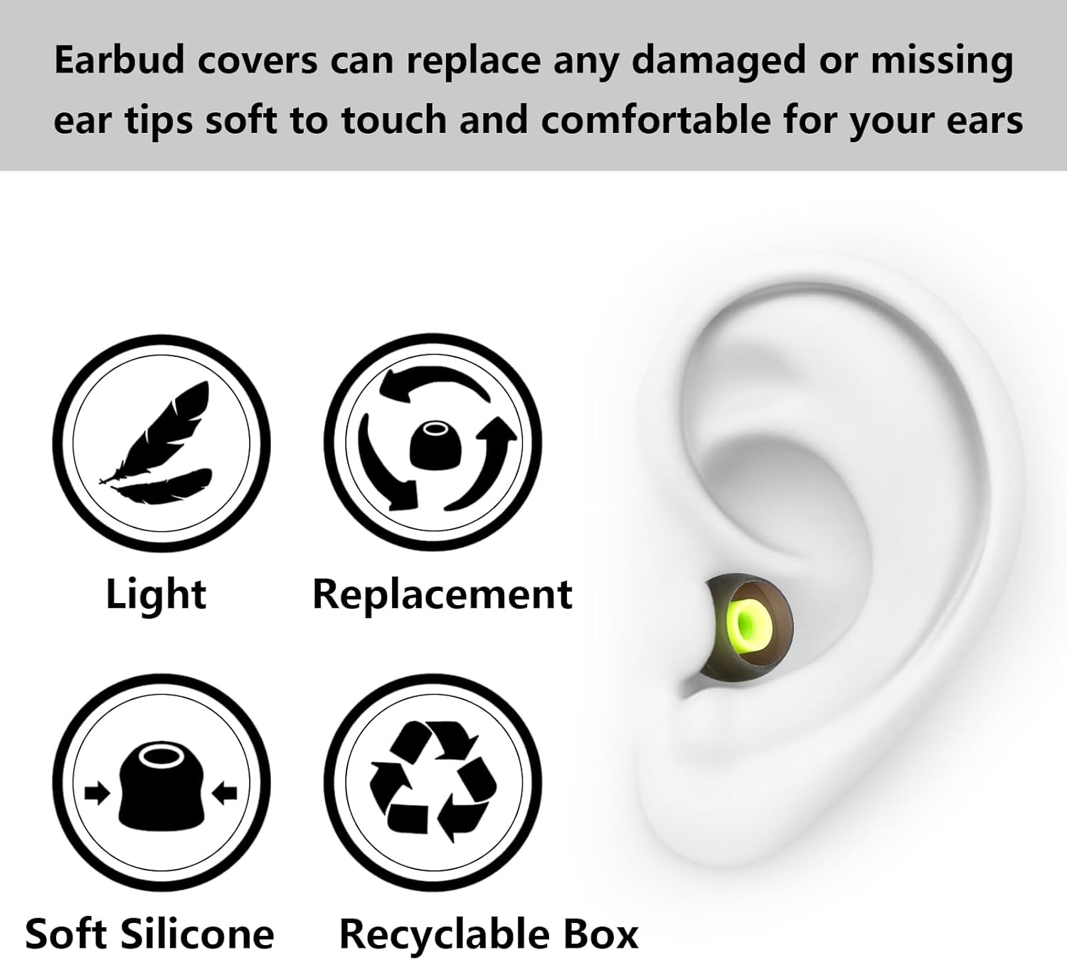 Silicone Replacement Earbud Tips Earbud Covers Fit for in-Ear Headphones (Inner Hole 3.8mm -5.1mm) Earbud Replacement Tips Earbud Rubber Tips 9 Pairs S/M/L