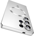 Magnetic for Samsung Galaxy S25 Ultra Case [Compatible with MagSafe][Built-in Camera Lens Protector] Slim Soft Silicone Bumper Shockproof Metallic Luster Phone Shell (Silver)