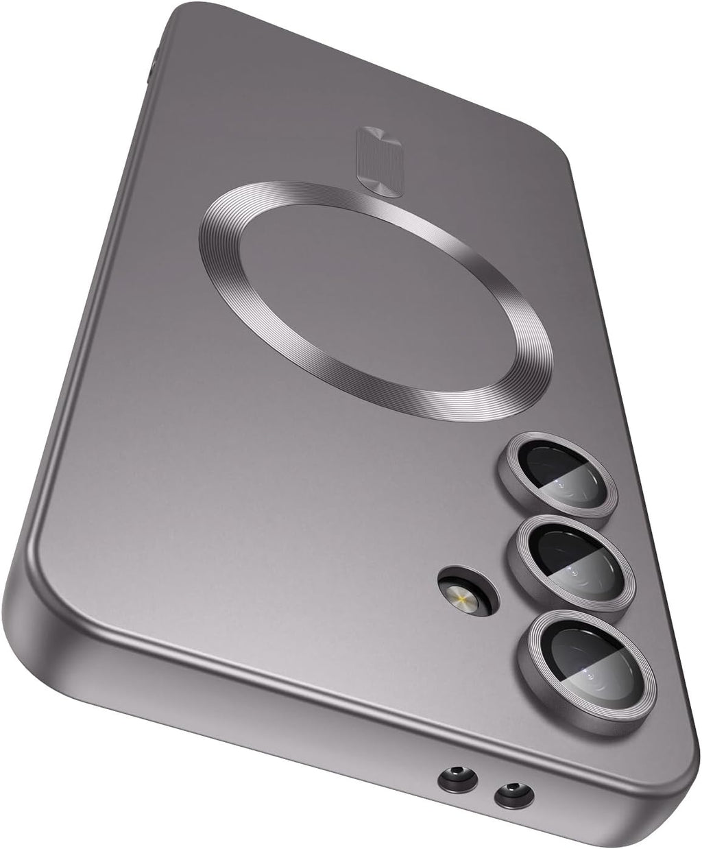 Magnetic for Samsung Galaxy S24 FE Case [Compatible with MagSafe][Built-in Camera Lens Protector] Slim Soft Silicone Bumper Shockproof Metallic Luster Phone Cover (Titanium Gray)