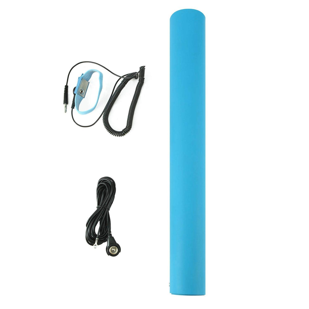 MWRF Source ESD Mat Kit with Wrist Strap and Grounding Cord (2.5 FT x 3 FT x 0.12 Inch, Blue)