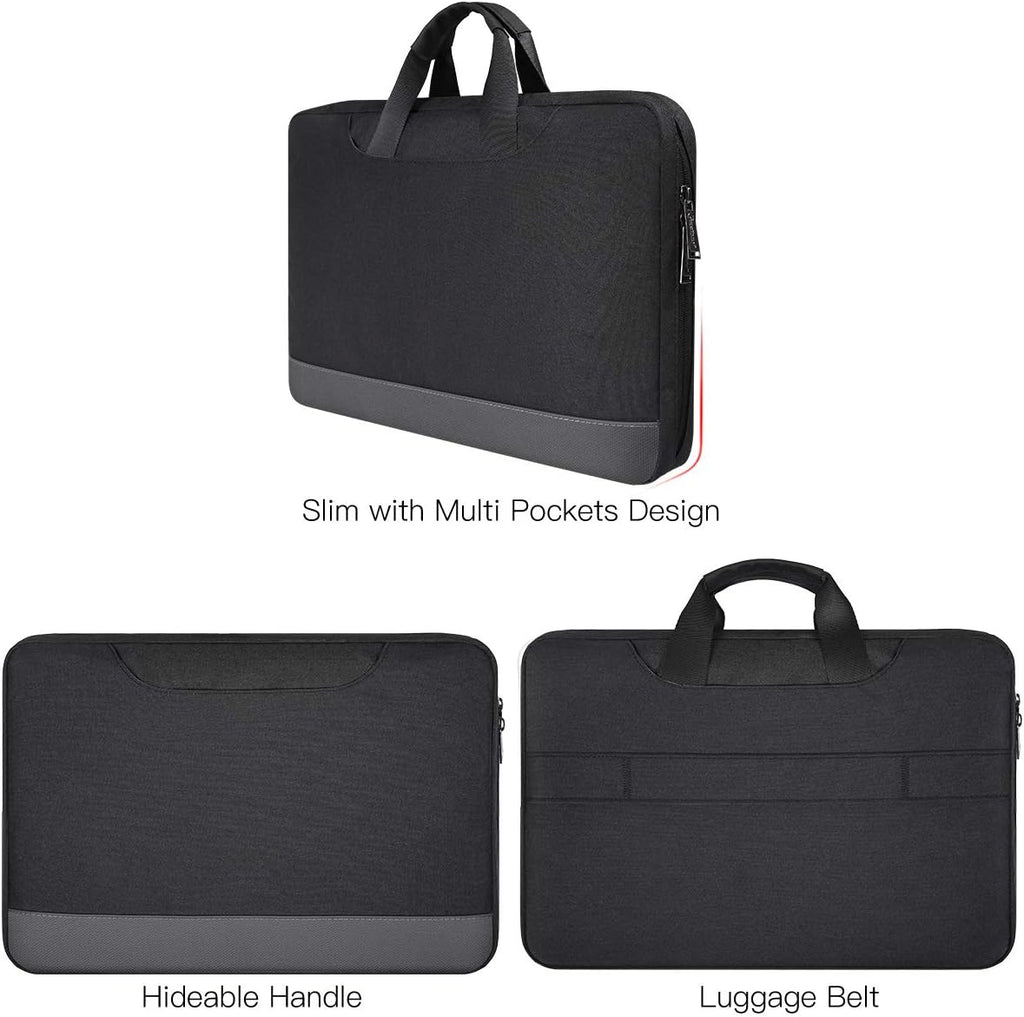 11.6-12.9 Inch Waterproof Laptop Bag Sleeve for Women Men Business Briefcase with Organizer for Acer Chromebook Spin 311, Lenovo Chromebook C330, Samsung Chromebook 4, HP ASUS Dell Surface Case, Black