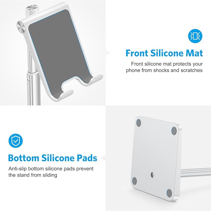 OMOTON Cell Phone Stand, Adjustable Angle Height Desk Phone Dock Holder - Image 6