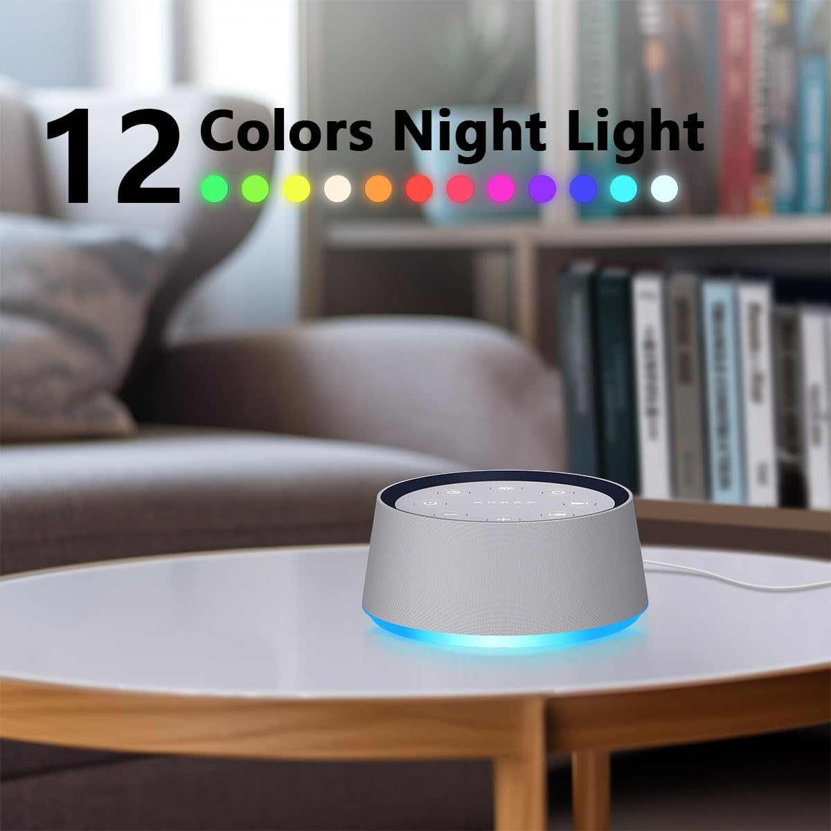 Brown Noise Sound Machine with 30 Soothing Sounds White Noise Machine 12 Colors Night Light for Baby Adults Kids Sleep Machines 36 Volume Levels 5 Timers for Home Office