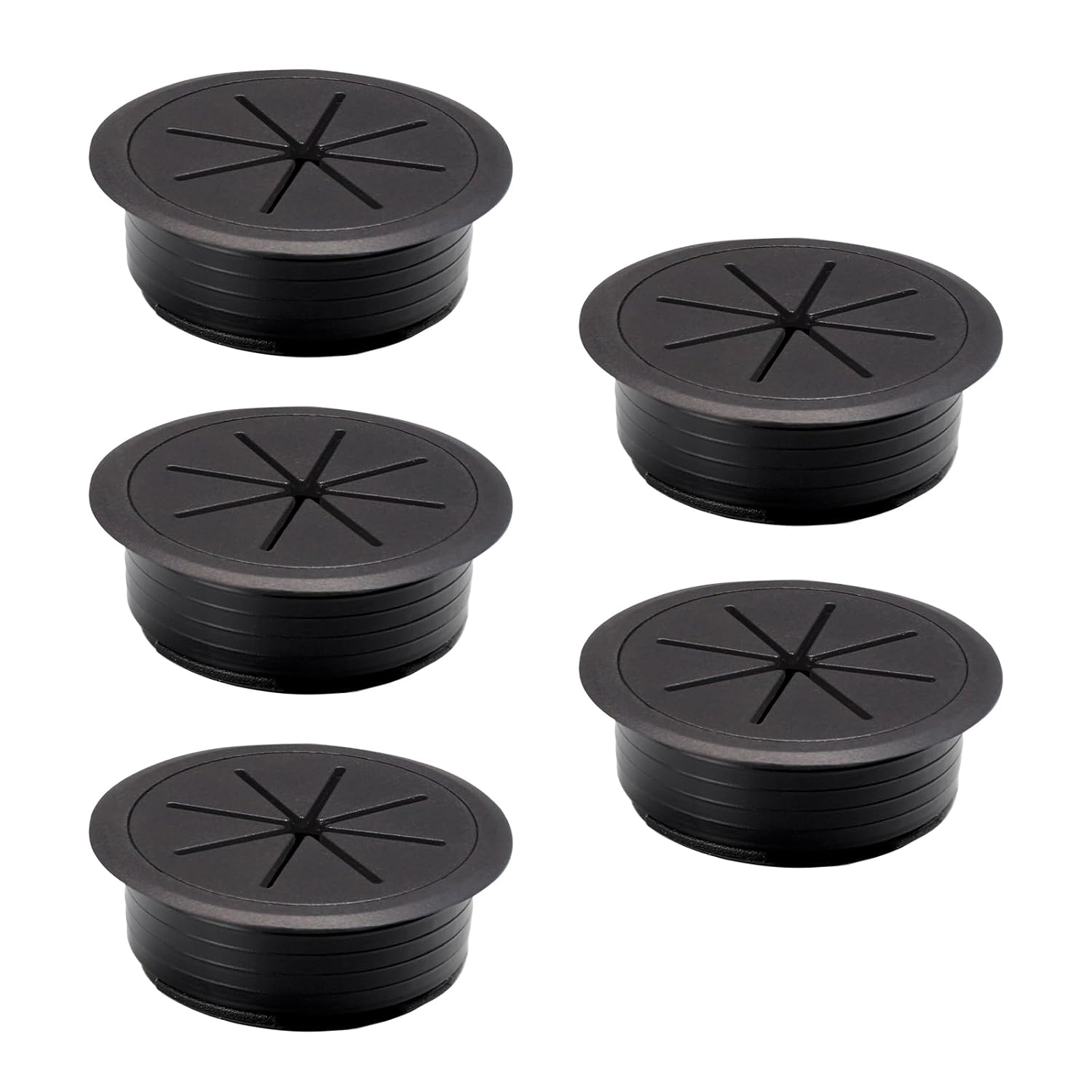5 Pcs Desk Grommet 2-1/16" / 53 mm, Desk Hole Cover for Cables Black, Cable Grommet ABS Plastic, Desk Hole Grommet for Home & Office Pc, Detachable Cable Cord Organizer