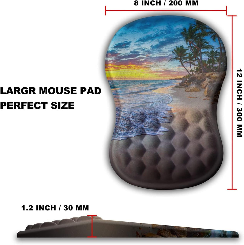 Mouse Pad Wrist Support, Ergonomic Mouse Pad with Massage Dot, Comfortable Computer Mouse Pad for Laptop, Wrist Rest Pain Relief Mousepad with Non-Slip PU Base for Office & Home, 12 x 8 in