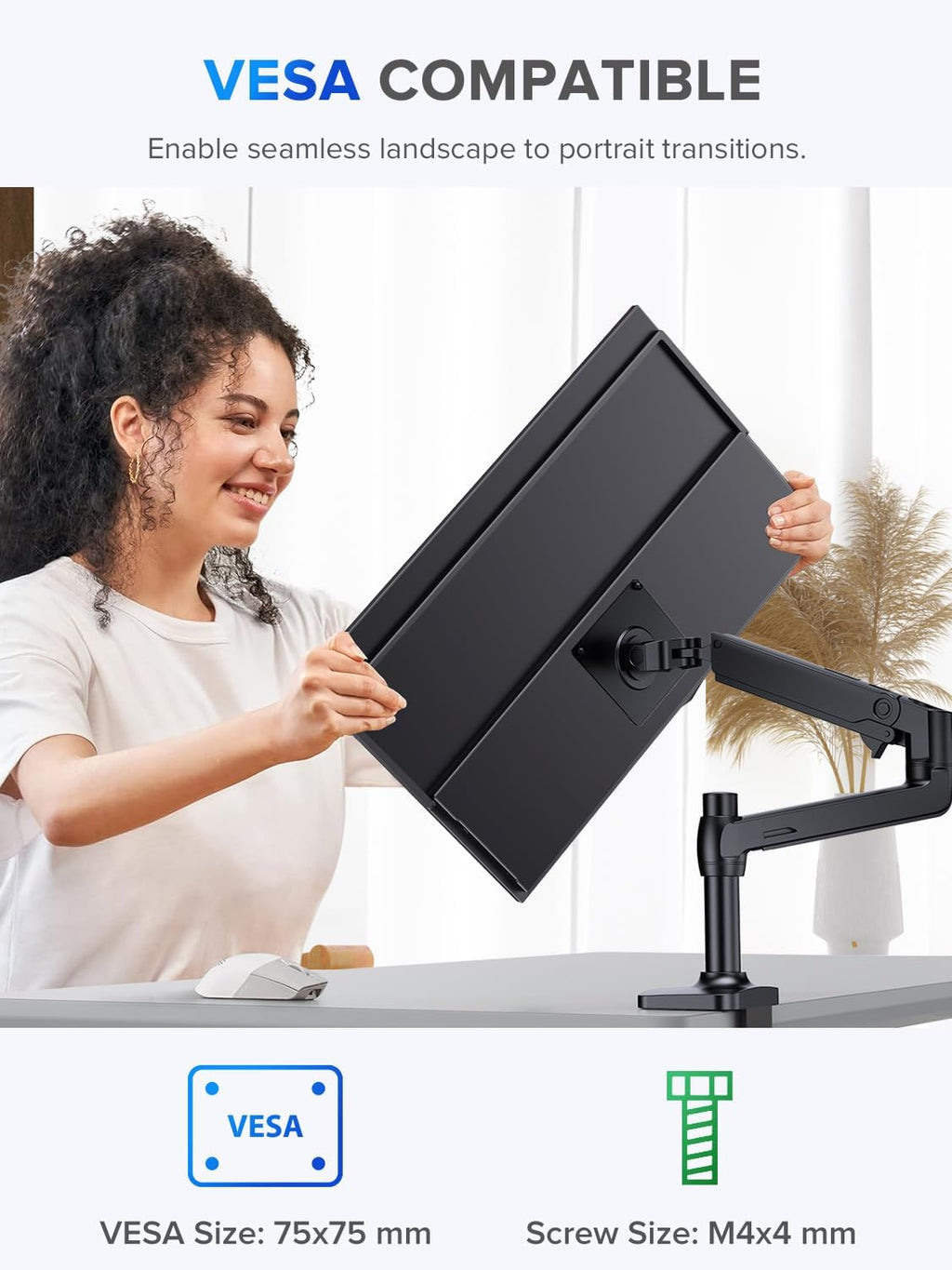 UPERFECT 22" QLED 2K Portable Monitor w/VESA & 180° Adjustable Stand, 2560×1440 QHD FreeSync IPS HDR Gaming Display, USB-C HDMI Travel Second Monitor for Laptop, Switch, Phone