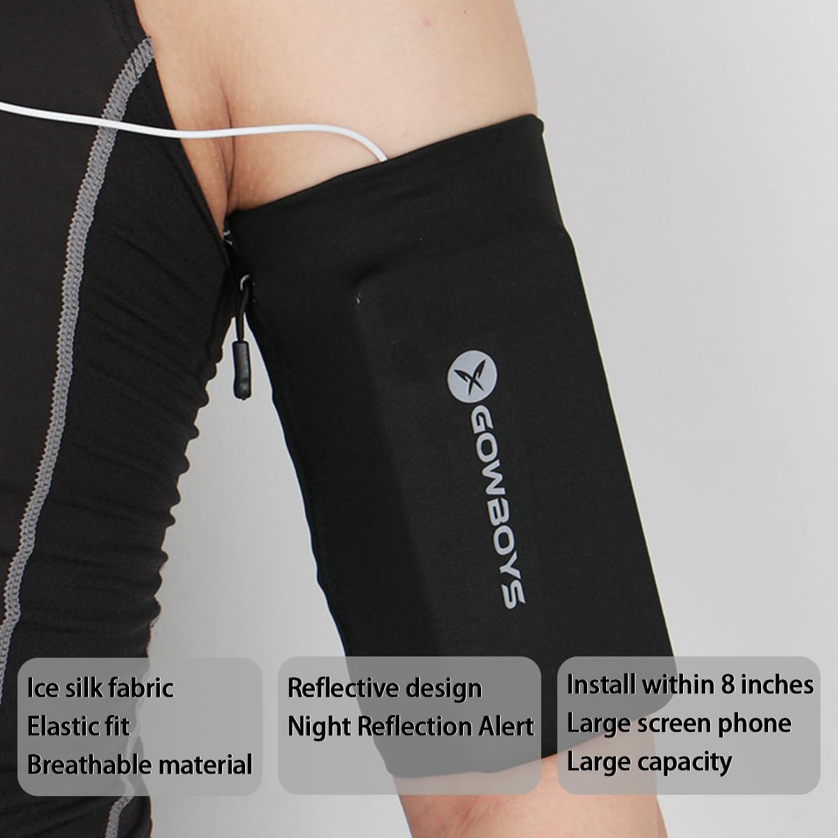 Running Phone Armband for Men Women,Universal Arm Bands for Phones Below 8 Inches,Waterproof Cell Phone Armband for Hiking,Running,Cycling,Climbing(Black L)