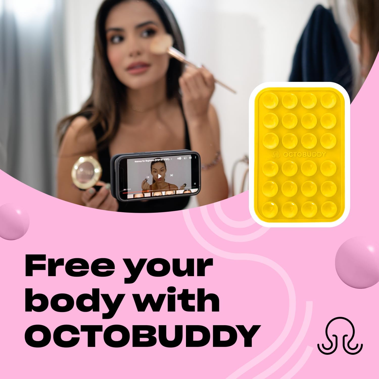 Classic MAX - Silicone Suction Phone Case Adhesive Mount - Hands-Free, Strong Grip Holder for Selfies and Videos - iPhone and Android Compatible - 2.6″ x 3.9″, Yolk Yellow