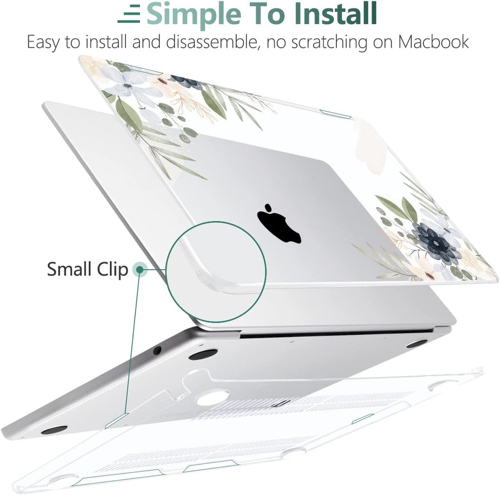 MEEgoodo Case for MacBook Air M4/M3/M2 13.6 inch 2025 2024 2022, Fit Model A3240 A3113 A2681, Compatible with MacBook Air 13 inch, Laptop Hard Shell Case with Keyboard Cover, Vintage Floral