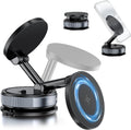 Magnetic Phone Holder for Car, Suction Cup Phone Mount, Foldable Vacuum Magnetic Phone Holder with Adjustable Swivel Lock, 360°Adjustable Phones Stand for All Smartphones,Cars, Trucks,Home,Gym