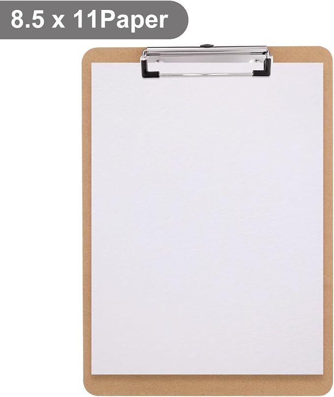 Wood Clipboards Set of 4, Letter Size Hardboard Clip Board 8.5x11 | A4 Standard - Image 5