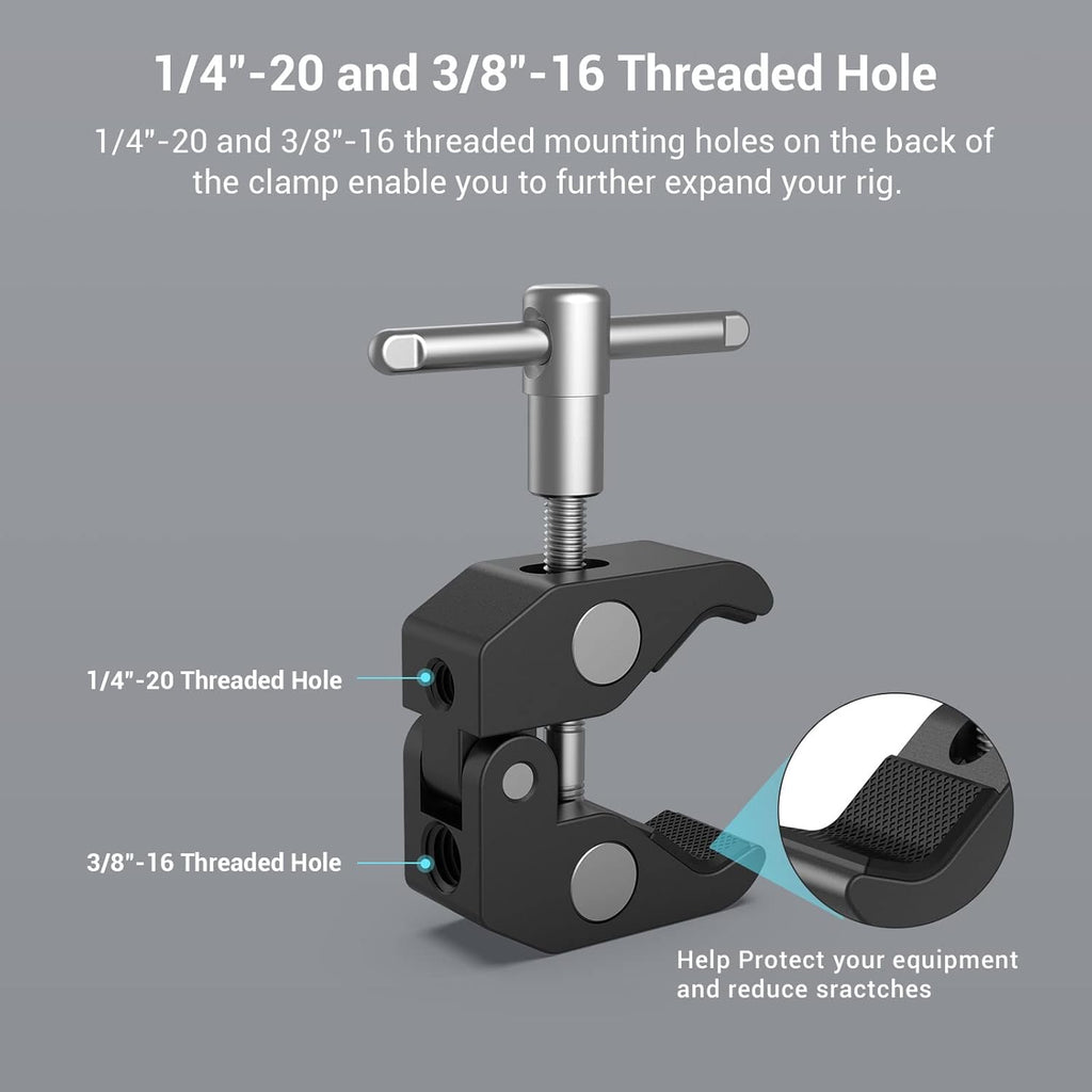 SMALLRIG Super Clamp w/ 1/4" and 3/8" Thread and 5.8 Inches Adjustable Friction Power Articulating Magic Arm with 1/4" Thread Screw for LCD Monitor/LED Lights - KBUM2730