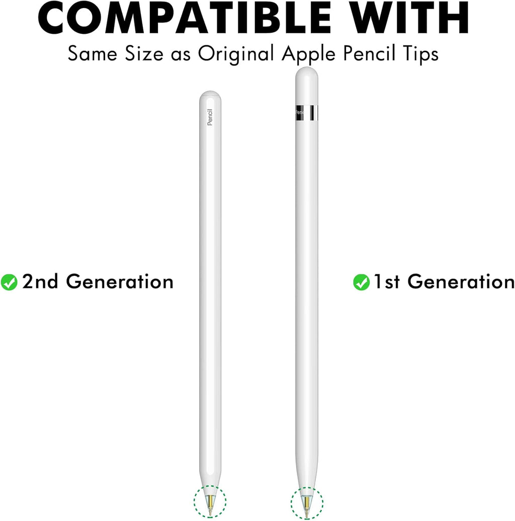 NIUTRENDZ 4 Pack Replacement Tips for Apple Pencil 2nd Generation and 1st Generation Fine Point Metal Tip, Wear-Resistant & Precise Control (1.95mm, White + Blue)
