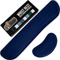 GORILLA GRIP Silky Gel Memory Foam Wrist Rest for Computer Keyboard, Mouse, Ergonomic Design for Typing Pain Relief, Desk Pads Support Hand and Arm, Mousepad Rests, Stain Resistant, 2 Piece Pad, Navy