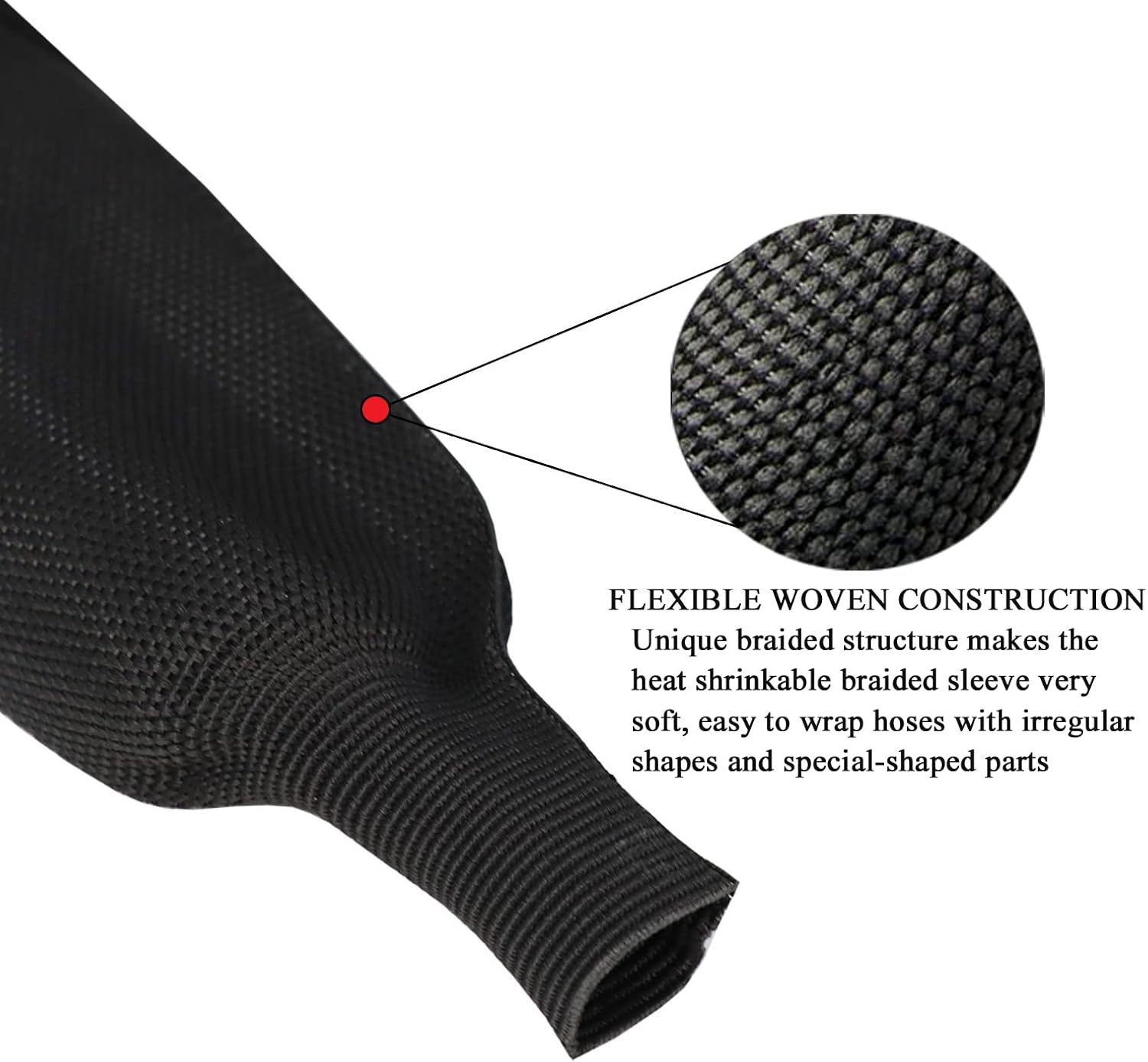 Heat Shrinkable Braided Sleeving 2:1 Ratio- Abrasion Protection Flexibility Wiring Harness Cable Sheath (1" ID, 16ft)