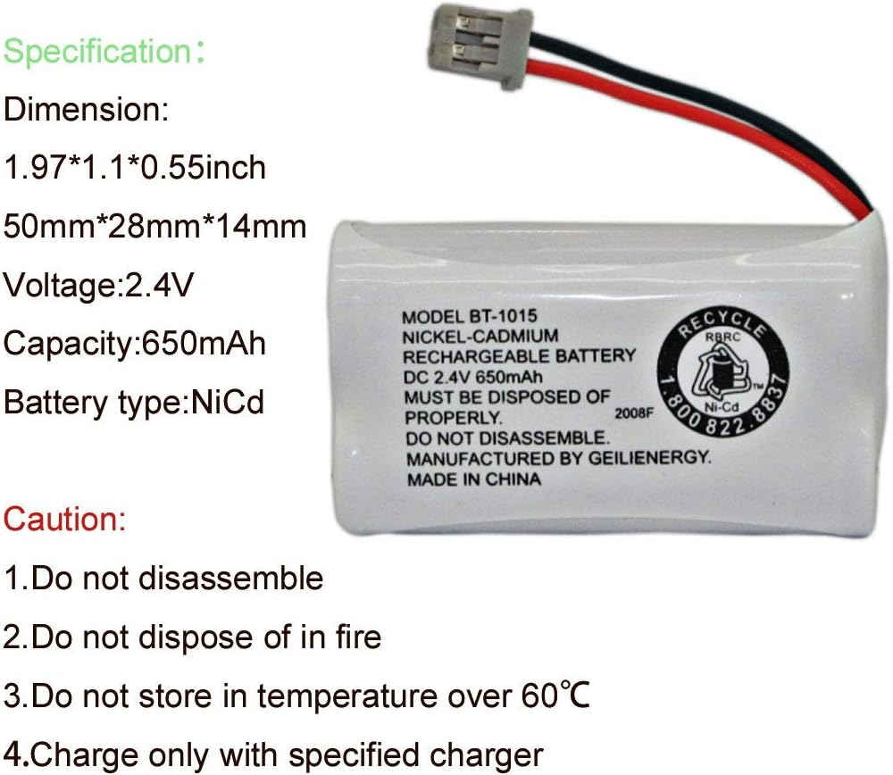 GEILIENERGY BT-1015 BT1015 Battery Compatible for Uniden BT1007 BT-1007 BT904 BT-904 BBTY0651101 BBTY0460001 BBTY0510001 BBTY0624001 BBTY0700001 HHR-P506, HHR-P506A Cordless Phone(3-Pack)
