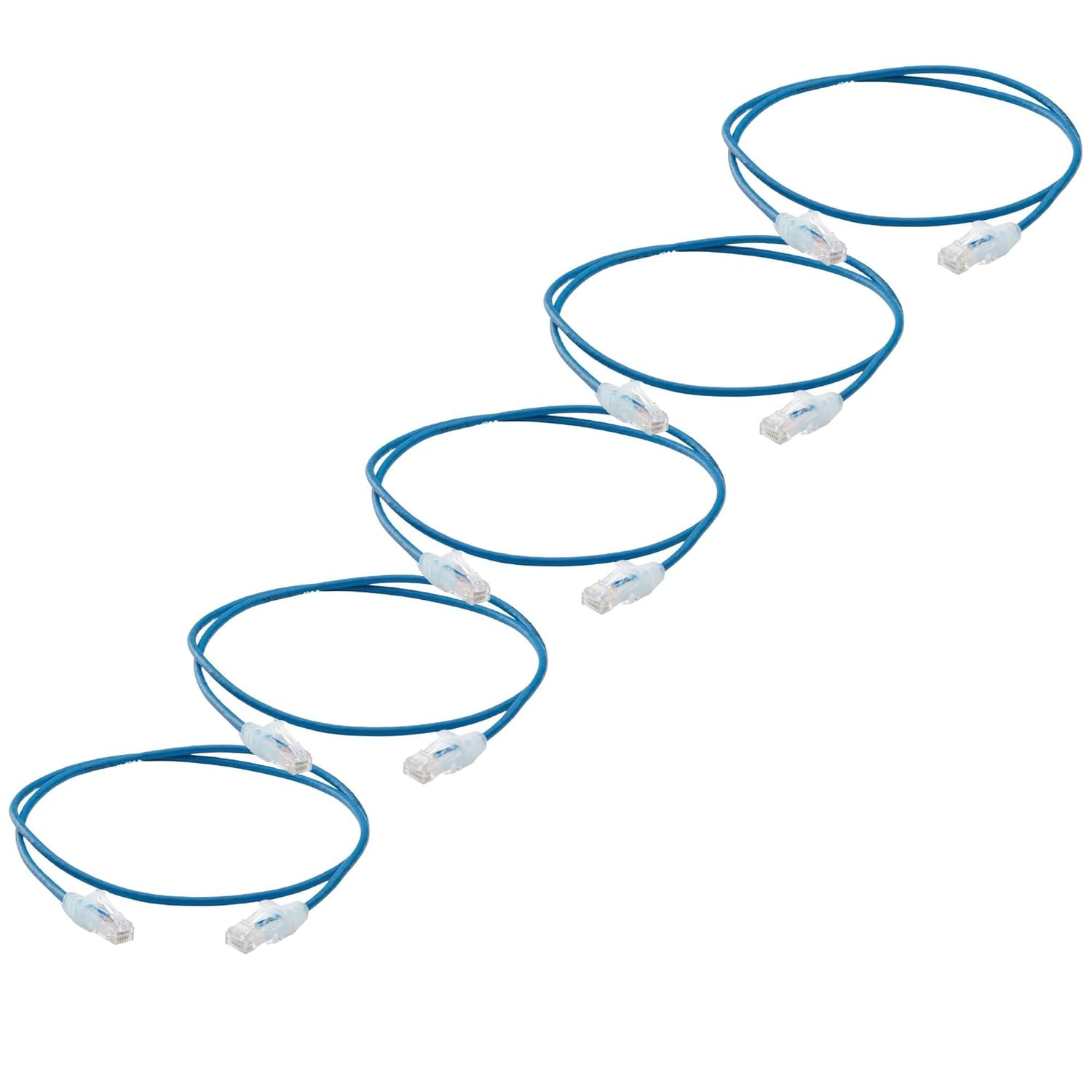 TRUECABLE Cat6 Component Rated Patch Cable, Unshielded (U/UTP), 3ft, Blue, 28AWG Solid Copper, Snagless 10G High-Speed Ethernet Cable, PoE++ 4PPoE 100W, UL Listed, RoHS-3, 5 Pack