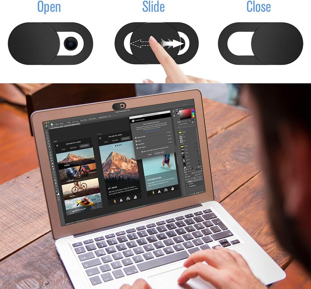 Ultra-Thin Laptop Webcam Cover [6 Pack], Compatible with MacBook, Laptop, PC, iMac, iPad, iPhone 6/7/8 Plus, Protect Privacy and Security