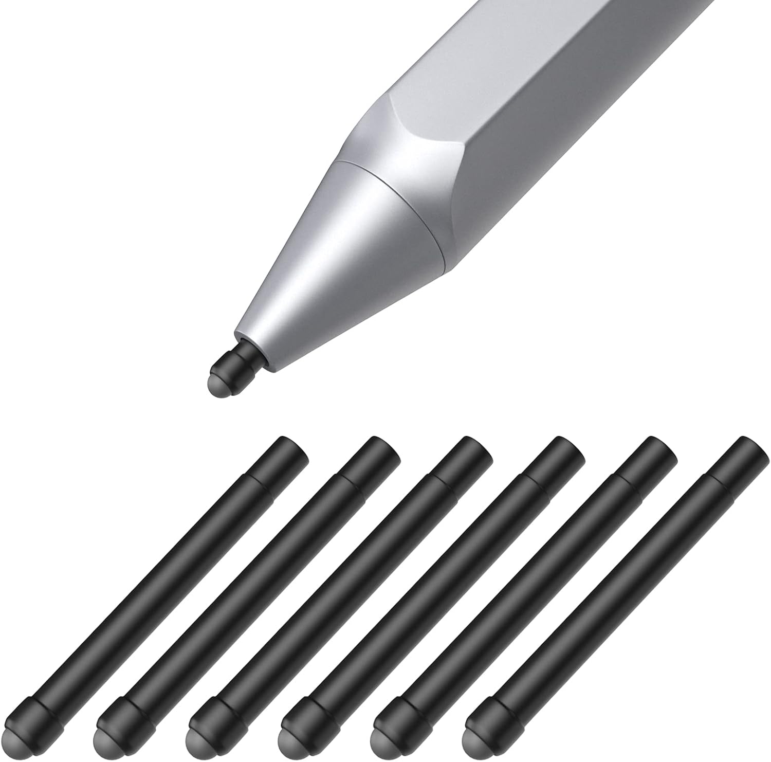 MoKo Pen Tips for Surface Pen (6 Packs), Surface Pen Tip Replacement Kit Compatible with Surface Pro 2017 Pen (Model 1776) / Surface Pro 4 Pen, 3 HB Original Pen Nibs Refill for Stylus Pen, Black