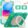 SCSVPN for iPad (A16) 11th/10th Generation Case 11 inch 2025/10.9 inch 2022, Rugged Shockproof Protective Silicone Case for Kids with Pencil Holder, Rotate Stand & Handle, Shoulder Strap - Mint Green