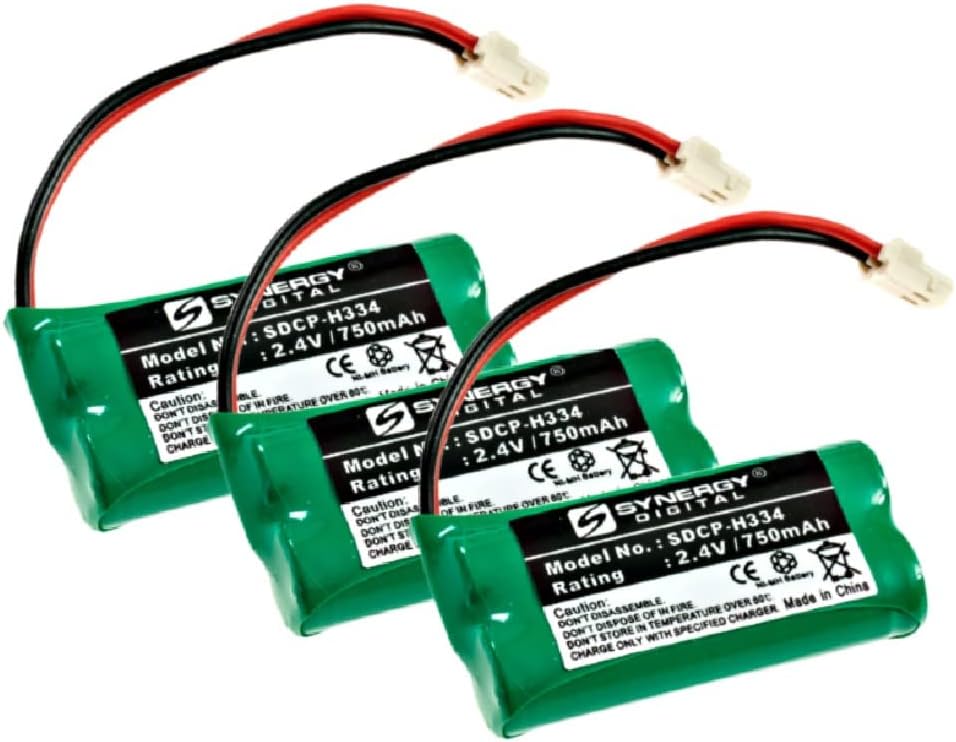 Synergy Digital Cordless Phone Batteries, Compatiblewith Att EL52303 Cordless Phone, (Ni-MH, 2.4V, 750 mAh) Ultra Hi-Capacity, Combo-Pack Includes: 3 x SDCP-H334 Batteries