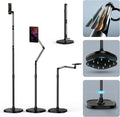 TELESIN° Magnetic Phone Tablet Floor Stand, Aluminum Alloy Phone Holder Stand for Video Recording, Overhead Bed/Sofa Phone Mount Height Adjustable Ultra Stable Base for Magsafe/iPhone/Android/iPad
