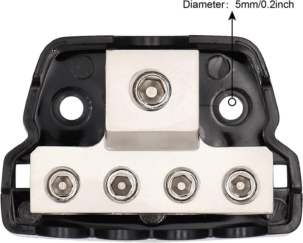 4 Way Power Distribution Block 1x 0/2/4 Gauge in 4X 4/8/10 Gauge Out Nickel Plated Car Audio Splitter Amp Distribution Connecting Block,2Pcs