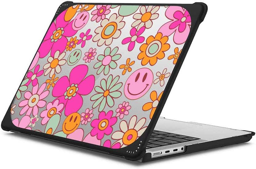 CASETiFY Bounce MacBook Pro 16-inch (M3/M4) Case [Enhanced Protective Corner Design/Ventilation Cutouts/Anti-Slip Grip] - Groovy Clear - Clear Black