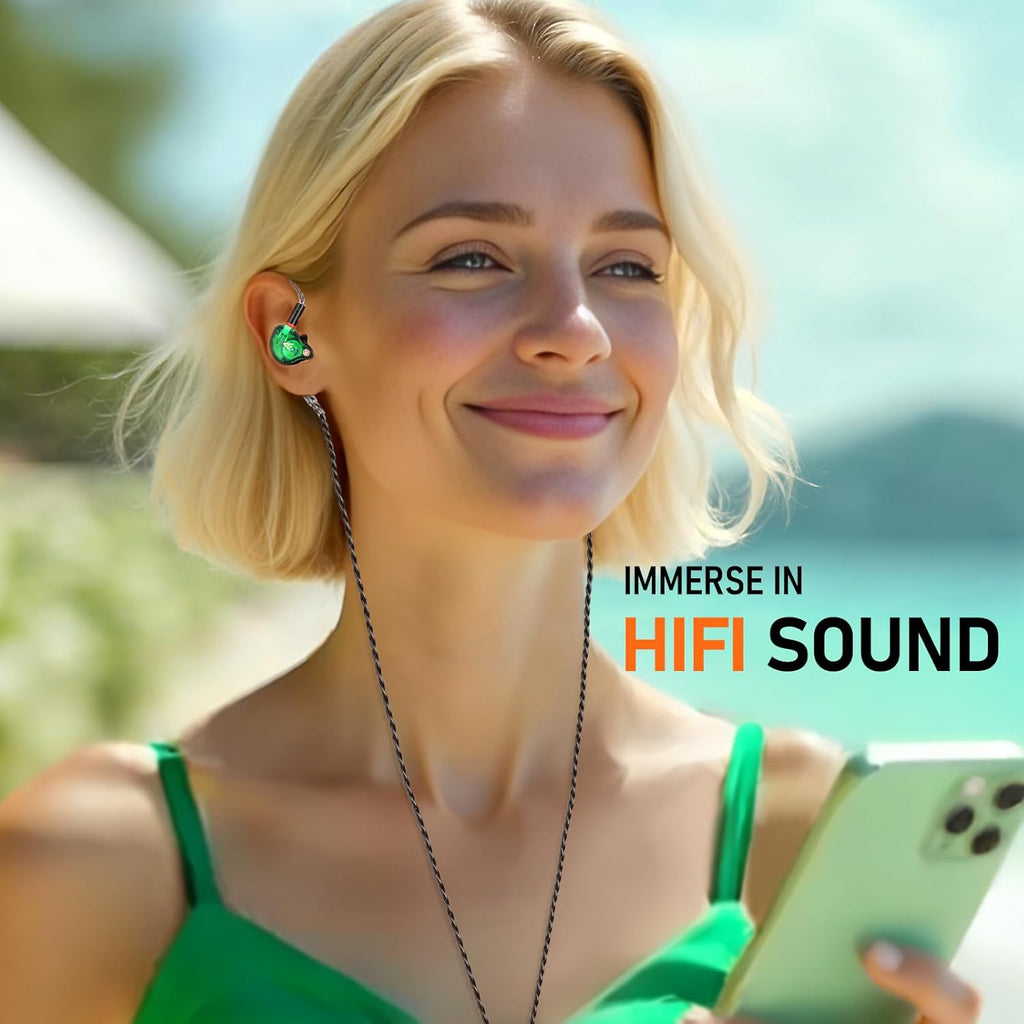 Vibes 202ML Wired Earbuds - HiFi in Ear Headphones - Noise-Isolating Ear Buds w/ Mic - Clear Sound, Deep Bass, Comfort-Fit Earphones - MMCX–Lightning for iPhone 5–14, Silver Plated Cord, Carrying Case