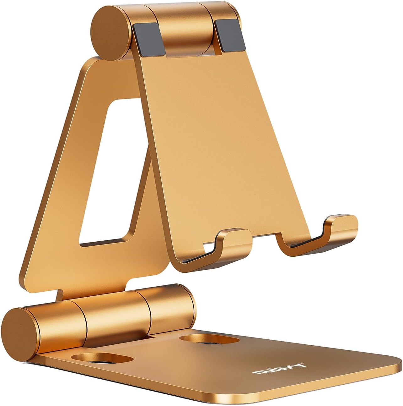 Nulaxy Dual Folding Cell Phone Stand, Fully Adjustable Foldable Desktop Phone Holder Cradle Dock Compatible with Phone 16 15 14 13 12 11 Pro Xs Xs Max Xr X 8, Nintendo Switch, All Phones - Orange