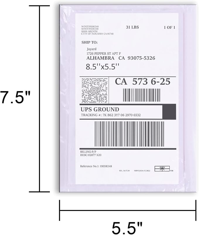 100 PCS shipping label sleeves, 7.5"x 5.5" Shipping Label Envelopes - Image 2
