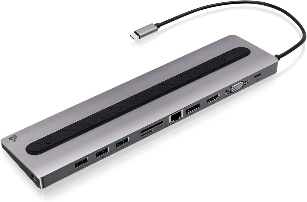 IOGEAR USB-C 8-Port Low Profile Docking Station - 4K 30Hz - 1 HDMI - 1 DisplayPort - 1 VGA - 1 Ethernet - 3 USB 3.0 A Ports - 1 USB-C 100W Charging Only - Power Adapter Not Included — GUD3C02B