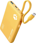 INIU Portable Charger, Slim 10000mAh Power Bank with Build in USB-C Cable, 20W Fast Charging Small Phone Charger, Flight Cruise Ship Trip Accessories Essentials for College Student Boy Girl, Yellow
