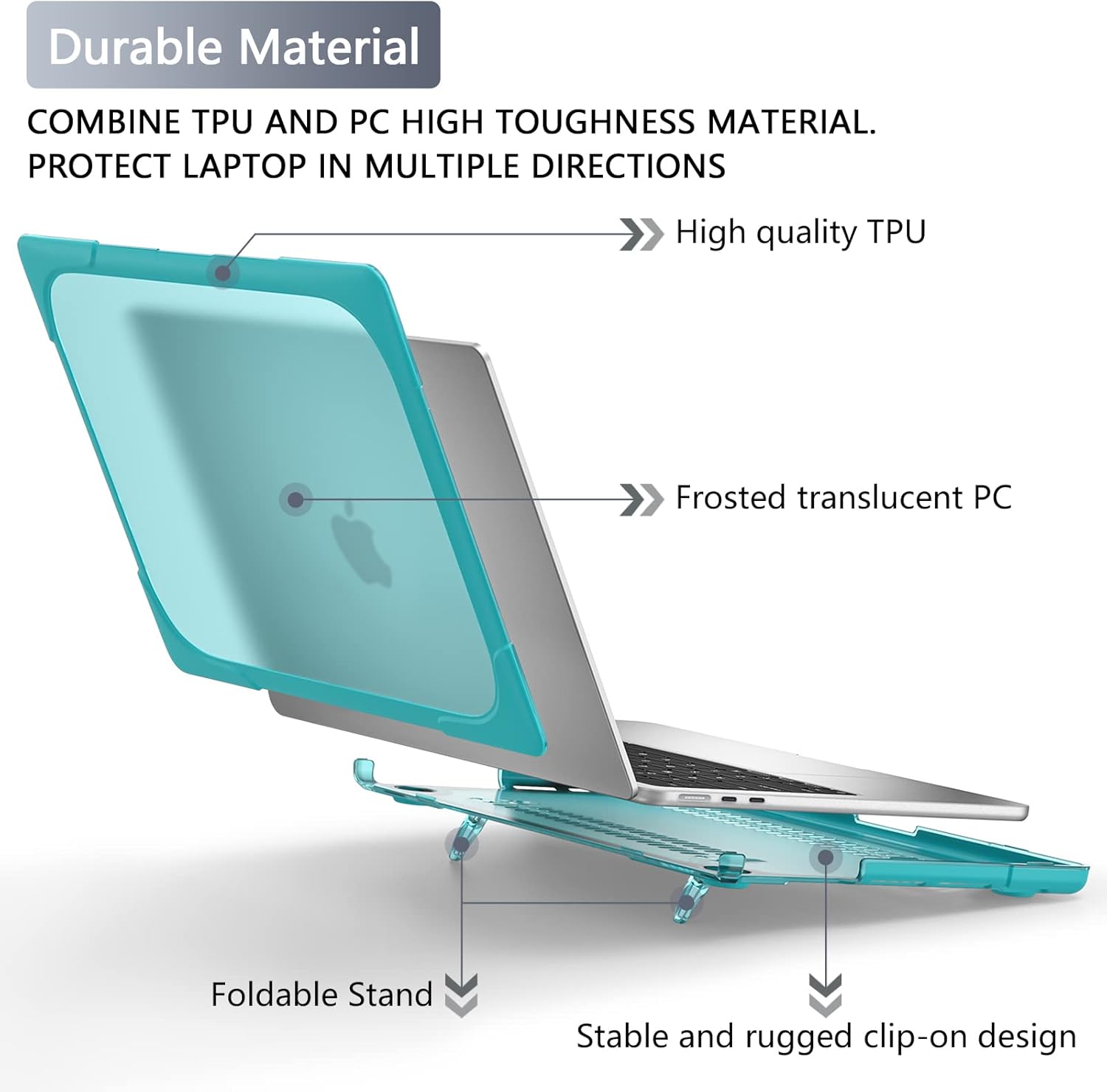 Batianda for New MacBook Air 13.6 inch Case 2025 M4 2024 2022 Release Model A3240 A2681(M2) A3113(M3), Heavy Duty Shockproof Protective Hard Shell with Fold Kickstand & Keyboard Cover, Light Blue