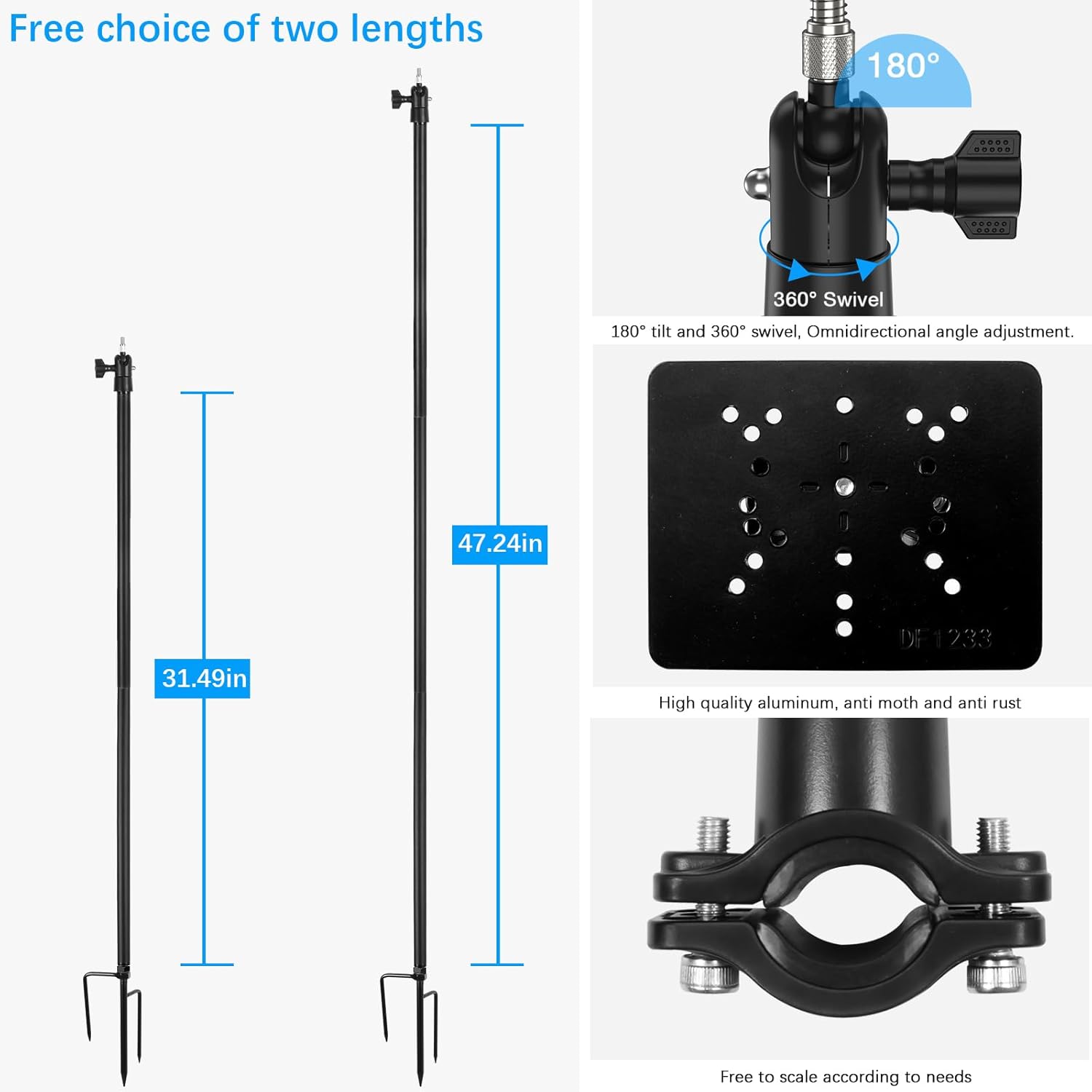 Ground Stake Mount for eufy Solocam S340/E30/S330,Reolink Argus PT 3MP/4MP/5MP,AOSU SE/Lite/Max,ANSQUE(GU01/SA01),SEHMUA,TP-Link Tapo Outdoor Pan/Tilt Wi-Fi,Cinnado B6 Security Cameras (Black)