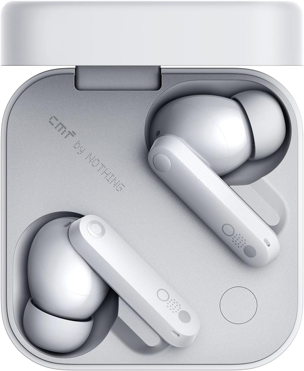 CMF Buds Pro 2 Wireless Earbuds, Hi-Res Audio with LDAC, 50 dB Hybrid Noise Cancelling Earbuds, Ultra Bass Technology, Bluetooth 5.3, 43H Play Time with Charging Case, 6 HD Mics Headphones, Light Grey