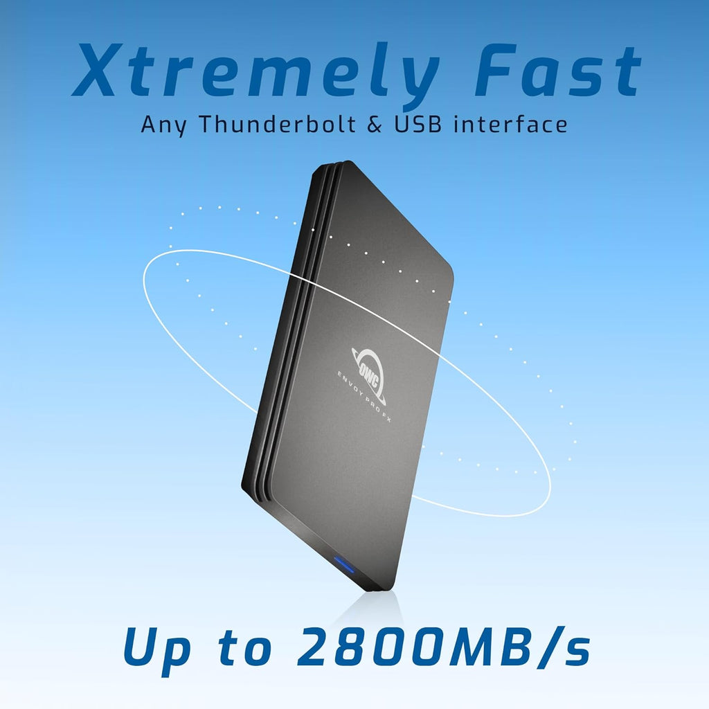OWC 2TB Envoy Pro FX Portable Rugged External NVMe M.2 SSD Drive Thunderbolt 3, USB3.2 USB-C, up to 2800MB/s speeds, Drop/Shock Resistant Compatible with Mac and PC