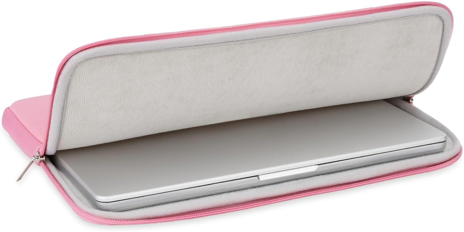 RAINYEAR 11-11.6 Inch Laptop Sleeve Protective Case Soft Lining Carrying Bag Padded Zipper Cover Compatible with 11.6" MacBook Air for 11" Notebook Computer Tablet Chromebook (Pink, Upgraded Version)
