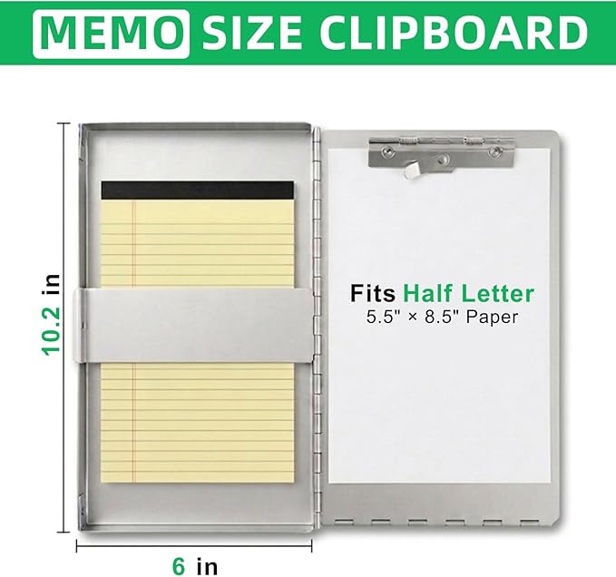 Small Aluminum Clipboard with Storage, 6 x 10.2 Inches, Recycled Metal Snapak - Image 2
