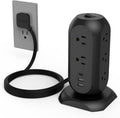 TESSAN Surge Protector Power Strip Tower with 3 USB Ports 11 Outlets, 1875W/15A, Black Extension Cord 6 Feet, 1050J Protection Desktop Charging Station for Office School Dorm Room Essentials