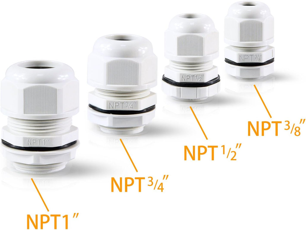 XHF 25 Pcs 3/8" IP68 Strain Relief Nylon Cord Grip Waterproof NPT Cable Glands Adjustable UL Listed and RoHS Compliant (Grey)