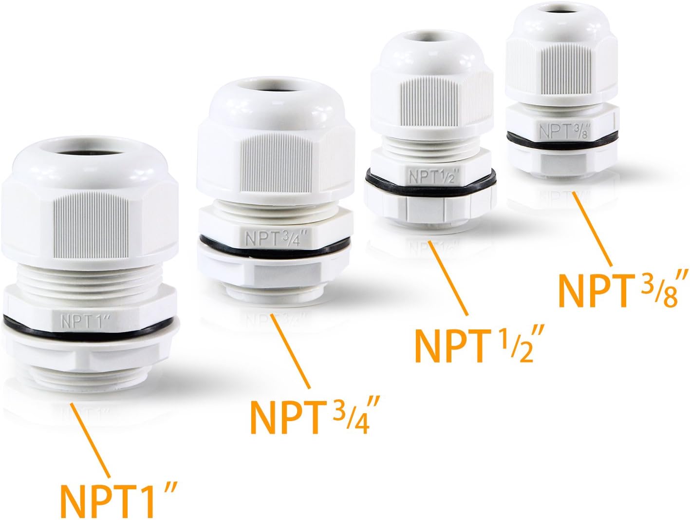 XHF 2 Pcs 3/4" IP68 Strain Relief Nylon Cord Grip Waterproof NPT Cable Glands Adjustable UL Listed and RoHS Compliant (Grey)